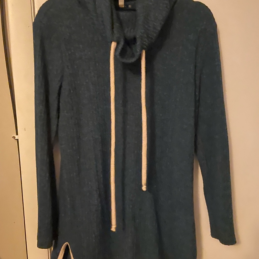 White Birch Teal Cowl Neck Sweater